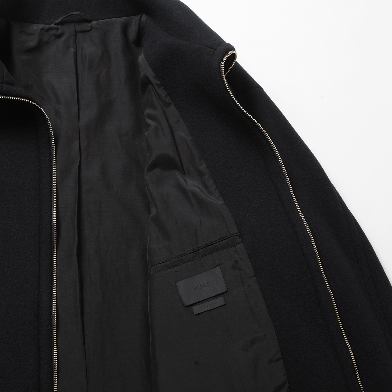 YOKE / ヨーク | MELTON STAND COLLAR ZIP BLOUSON - Black