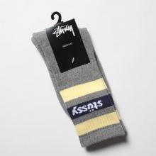 STUSSY / ステューシー | Stripe Crew Socks - Grey / Navy 