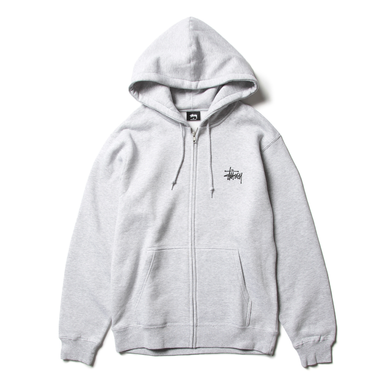 Basic Stussy Zip Hood - Ash Heather