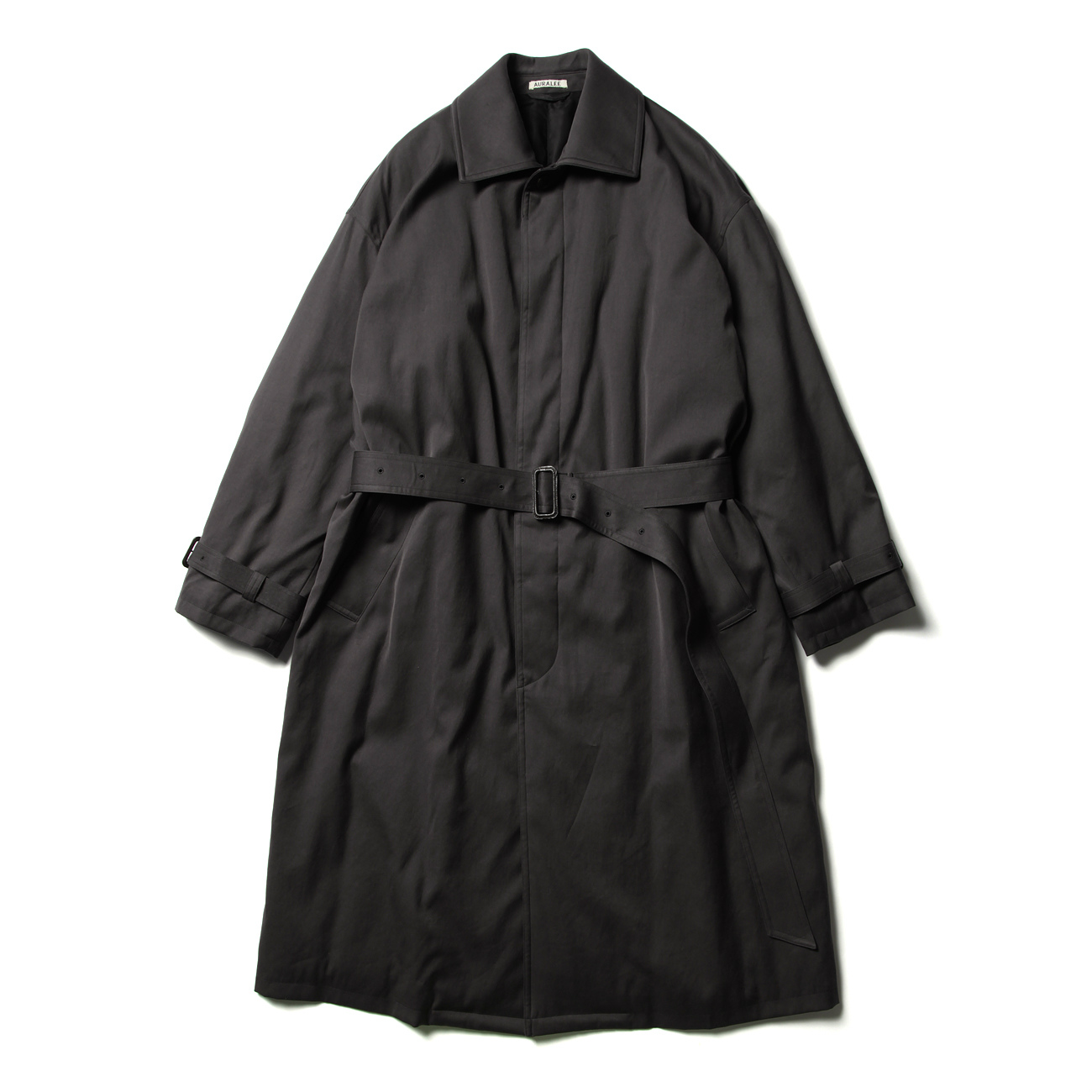 WASHED FINX CHAMBRAY TWILL SOUTIEN COLLAR PADDED COAT (メンズ) - Ink Black  Chambray