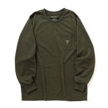 South2 West8 / サウスツーウエストエイト | L/S Round Pocket Tee - Circle Horn - Olive