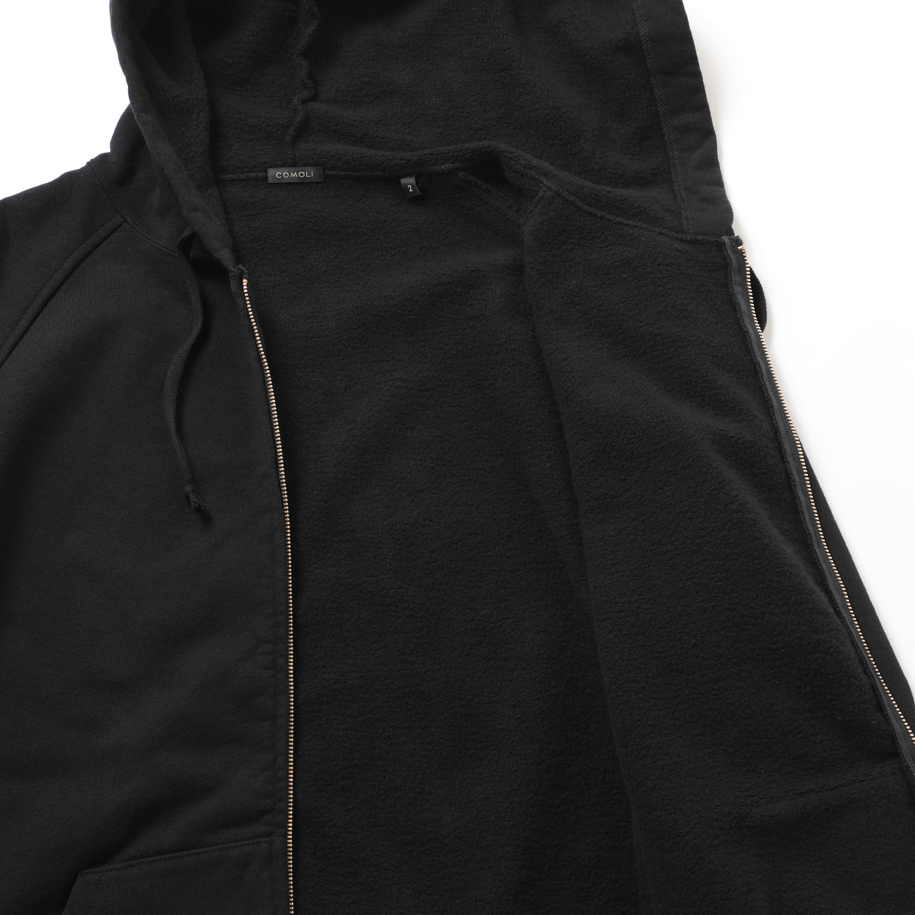COMOLI / コモリ | コットン裏毛 ジップパーカ - Black | 通販 - 正規