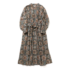 ENGINEERED GARMENTS / エンジニアドガーメンツ | Banded Painter Dress - Floral Printed Cotton Lawn - Orange/Navy