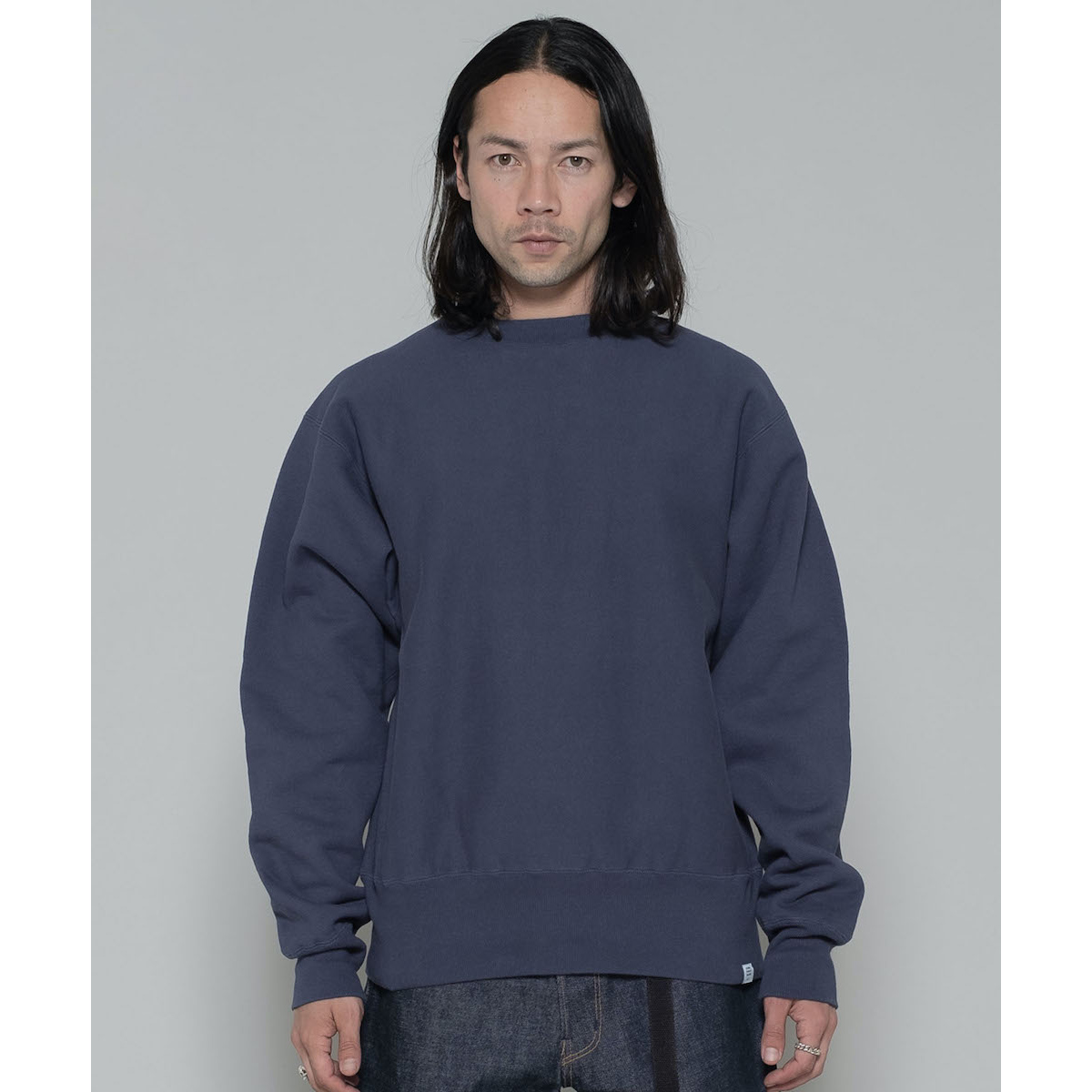 L/S HEAVY COTTON C-NECK SWEAT 「LOU」 - Navy