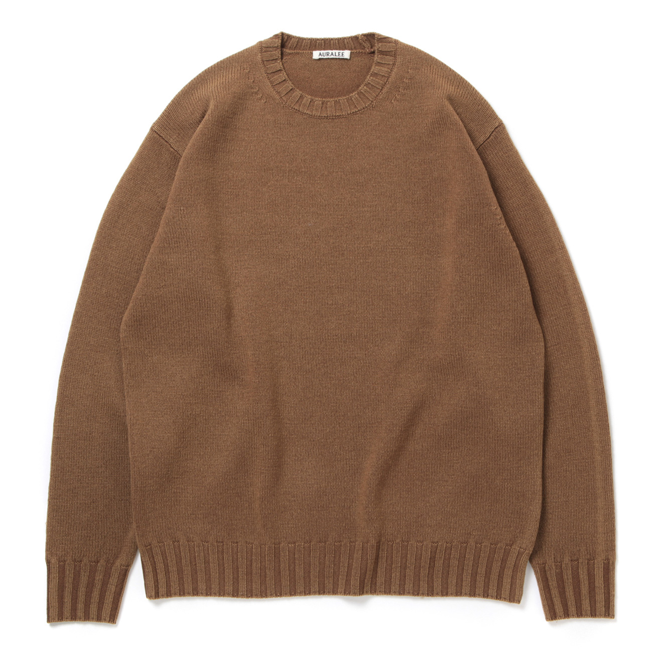 WASHED FRENCH MERINO KNIT P/O (メンズ) - Brown