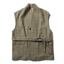 トップス URU TOKYO WOOL CHECK BELTED VEST URU / ウル | WOOL CHECK BELTED VEST - Green | 通販 - 正規取扱店
