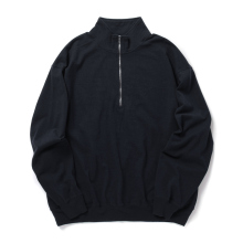 blurhms / ブラームス | Co/Silk Nep Harf-Zip - Black Navy