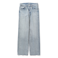 AURALEE / オーラリー | FADED HEAVY DENIM CENTER-PLEATED PANTS (メンズ) - Faded Indigo