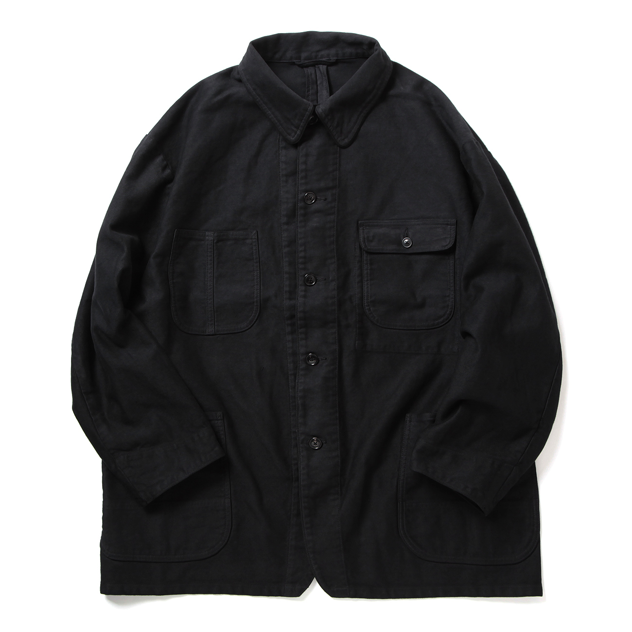 MOLESKIN COVERALL JACKET - Black