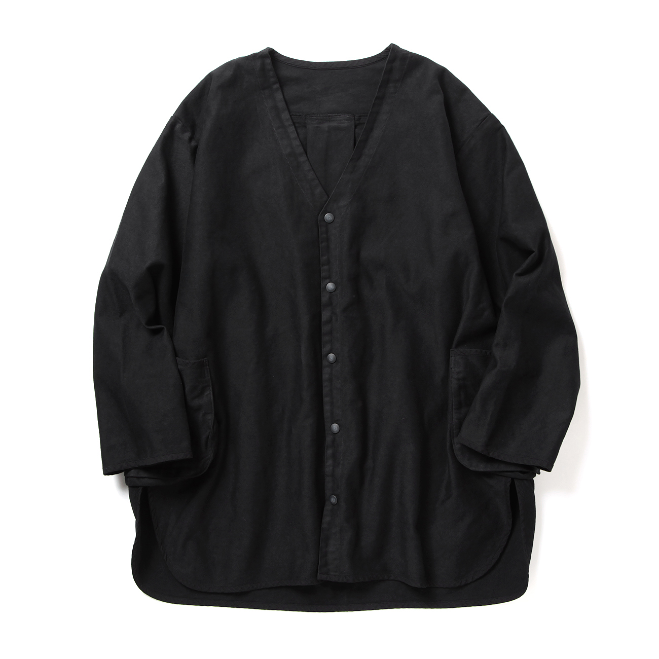 MOLESKIN NO COLLAR SHIRT JACKET - Black