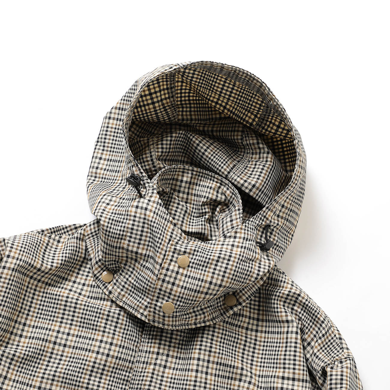 Wind Breaker - Plaid Polyester Cloth - Khaki フード