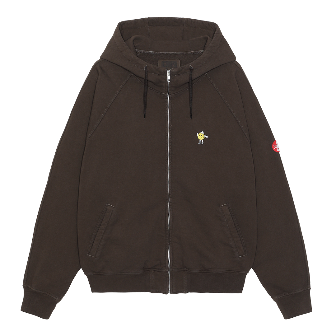 OVERDYE ZIG-BOY ZIP BIG HEAVY HOODY - Brown