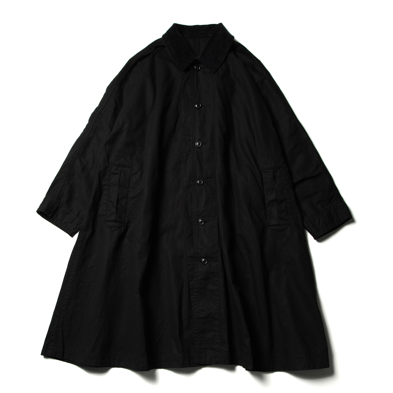 PARAFFIN CORDUROY SWING COAT - Black