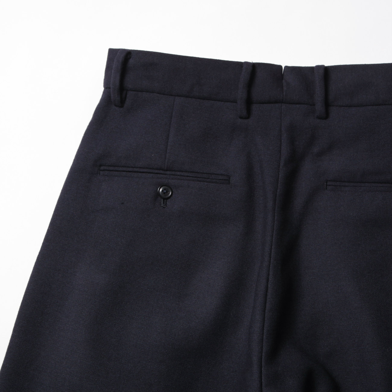 WOOL GABARDINE / 2 TUCK PANTS - Navy