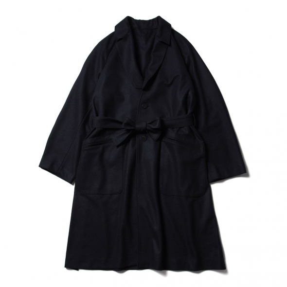 URU / ウル | WOOL JERSEY / BELTED COAT - Navy | 通販 - 正規取扱店