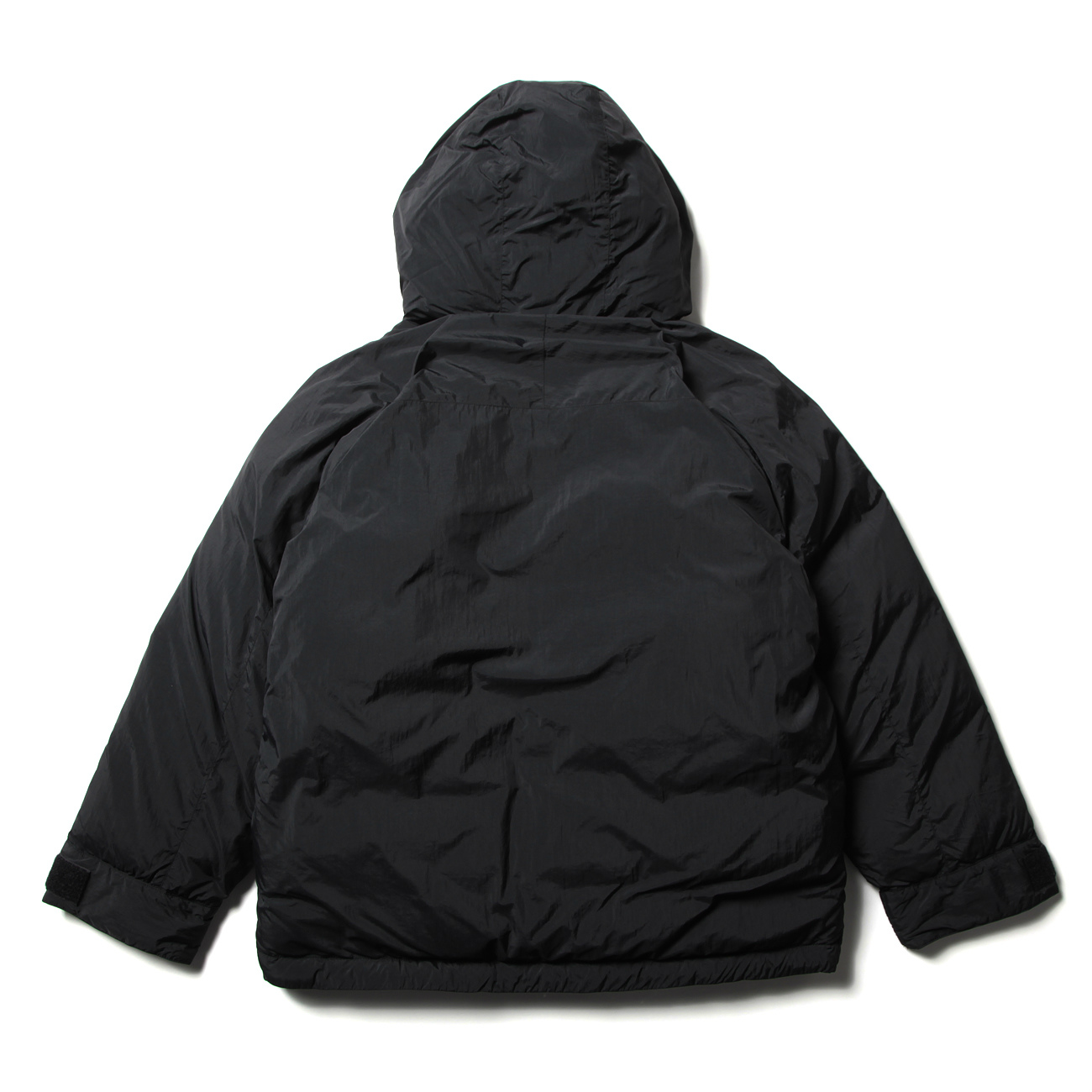 NYLON DOWN / ZIP UP HOODED BLOUSON - Black