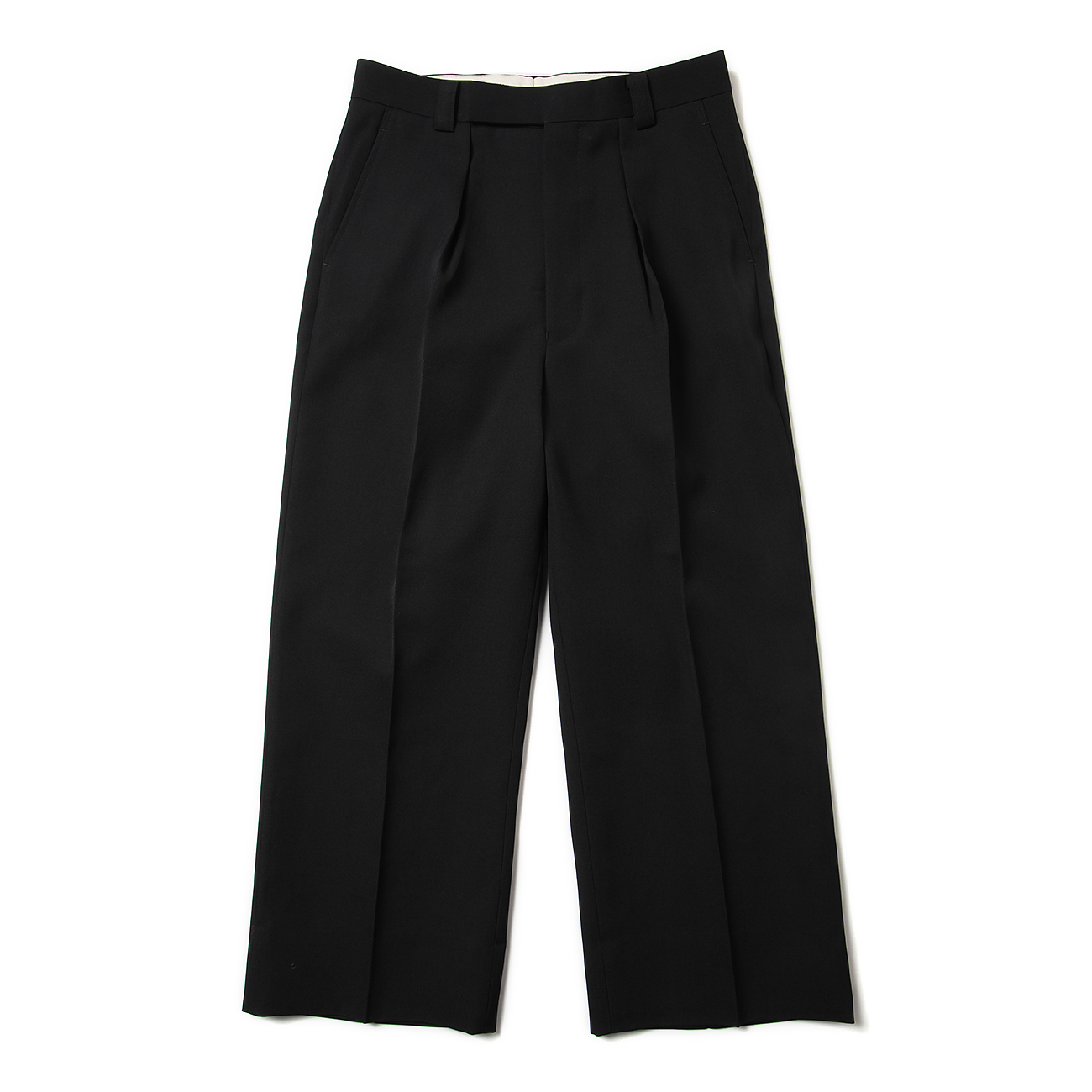 INTERIM / インテリム | PURE BLACK WOOL GABERDINE 1-TUCK BAGGY SLACKS - Black |  通販 - 正規取扱店 | COLLECT STORE / コレクトストア