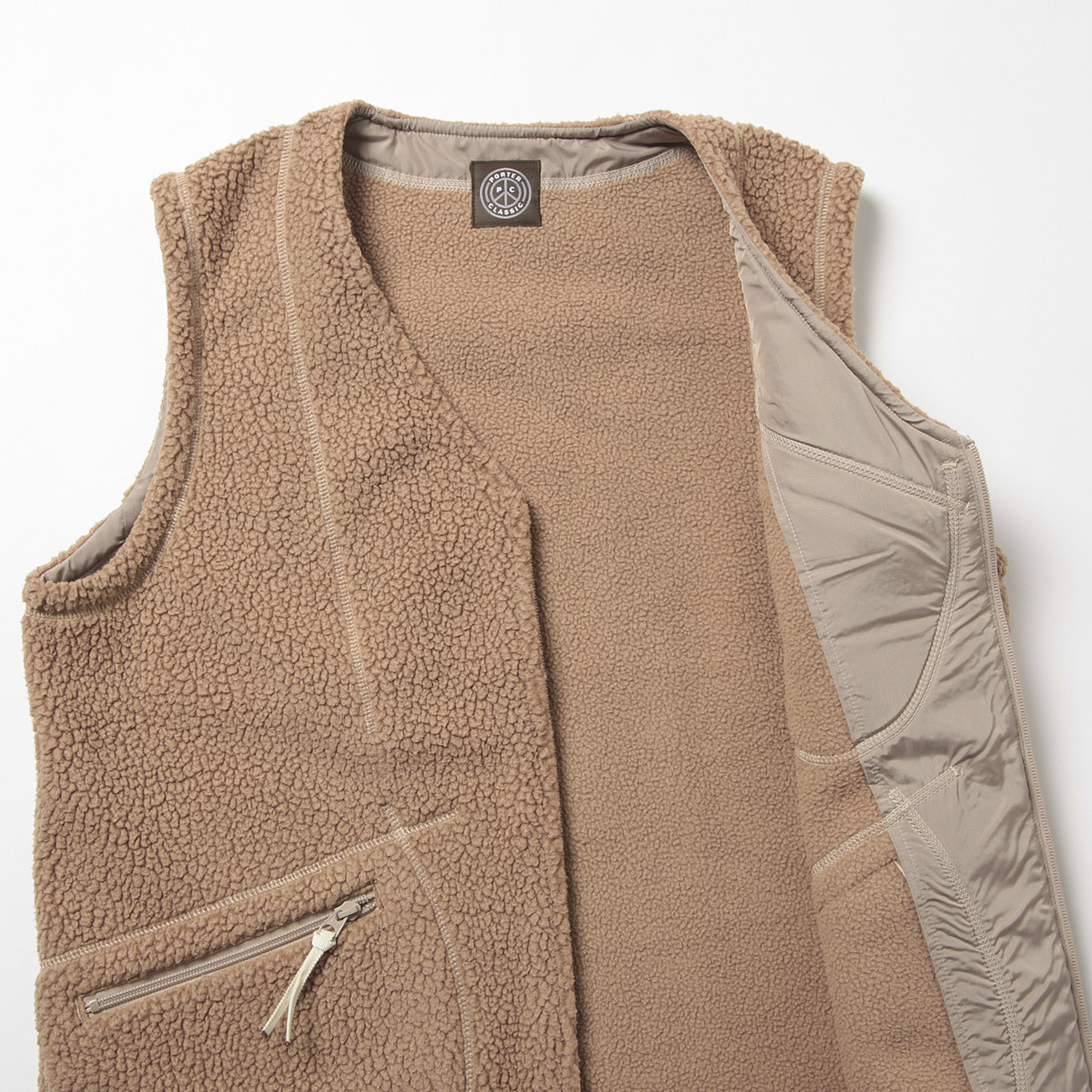 FLEECE ZIP VEST (POLARTEC) - Camel