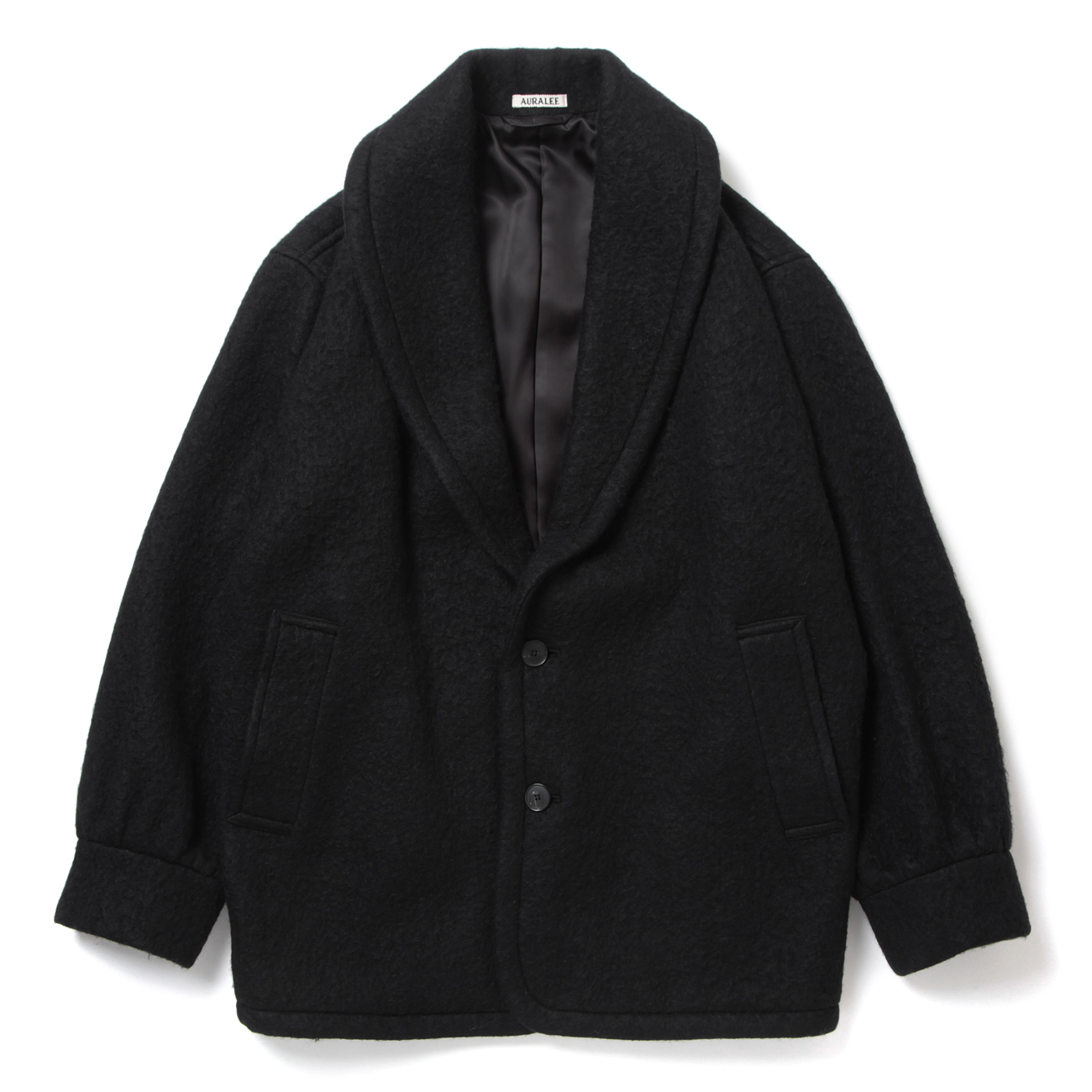 BRUSHED ALPACA WOOL MELTON HALF COAT (レディース) - Black