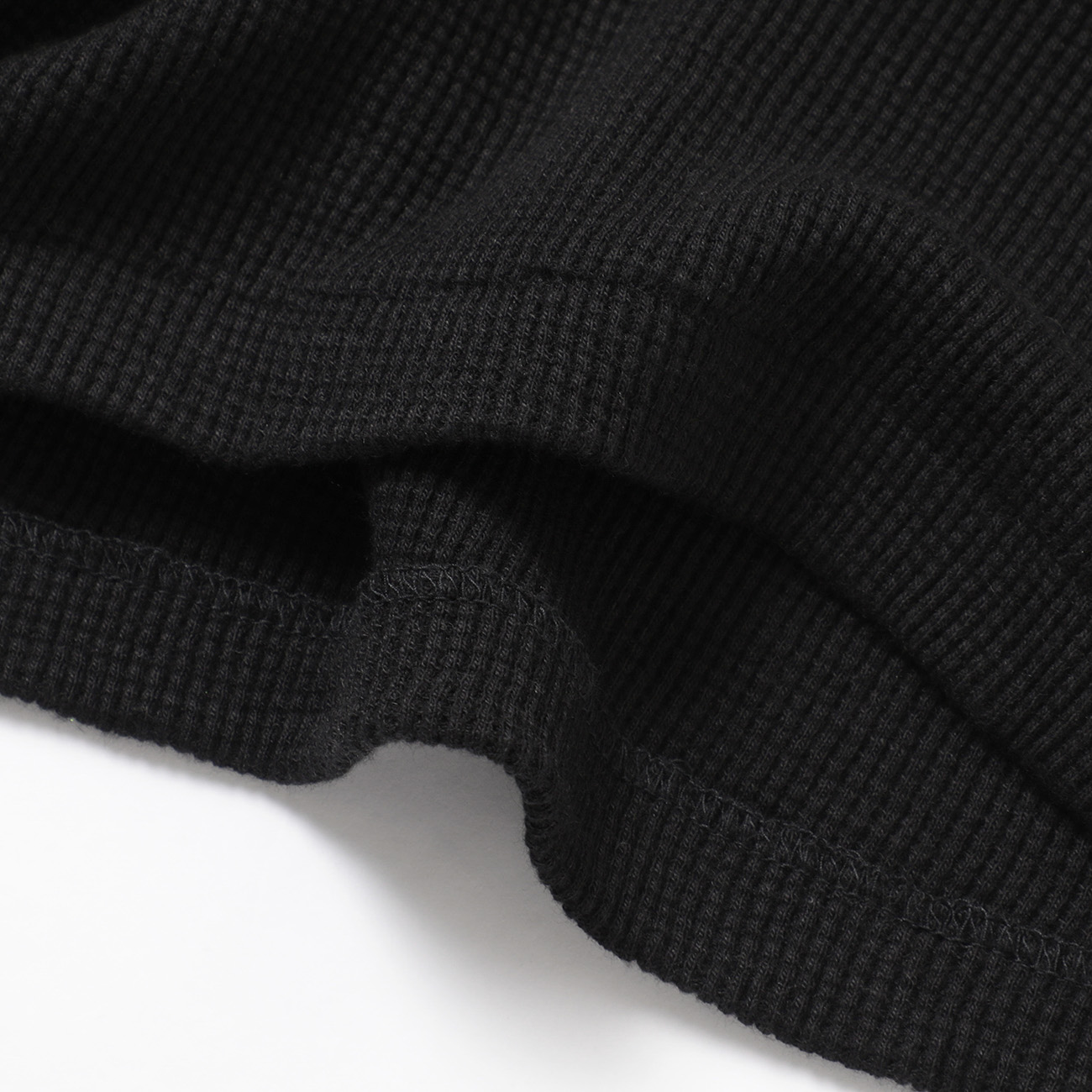 COMOLI / コモリ | コットンカシミヤ ワッフル長袖クルー - Black