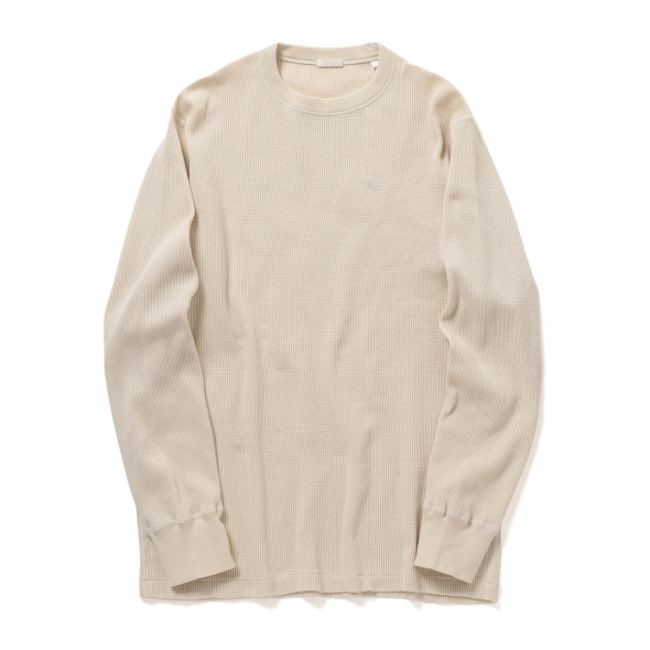 COMOLI / コモリ | コットンカシミヤ ワッフル長袖クルー - Ecru