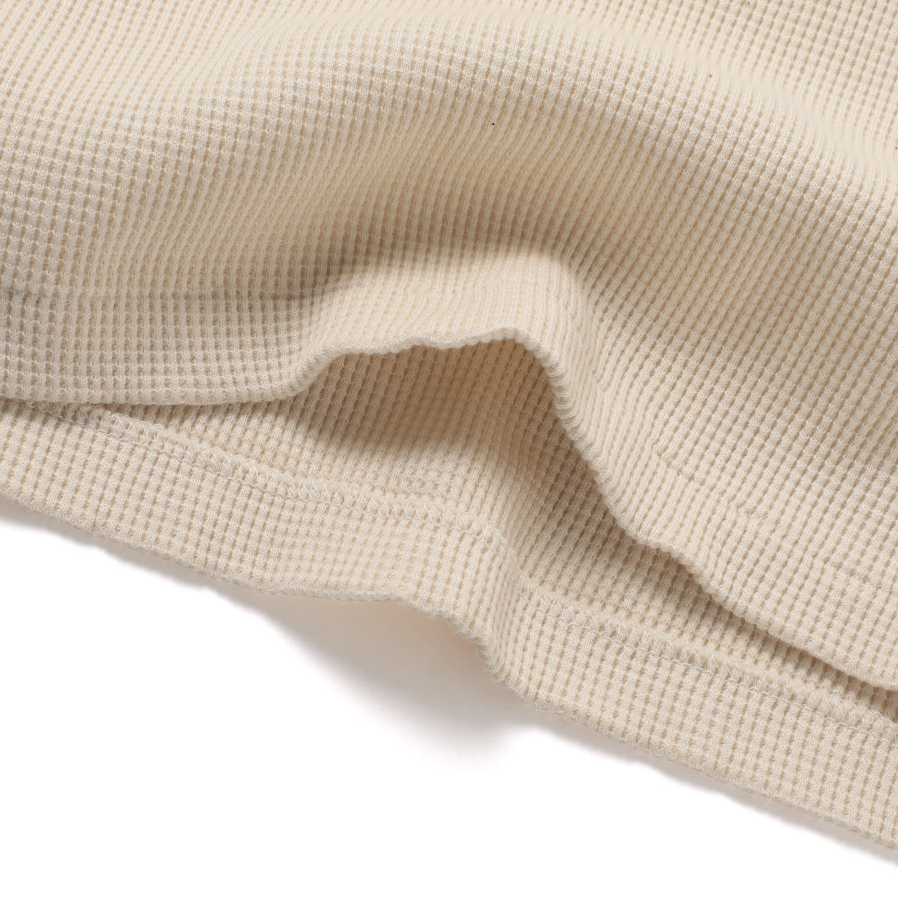 COMOLI / コモリ | コットンカシミヤ ワッフル長袖クルー - Ecru