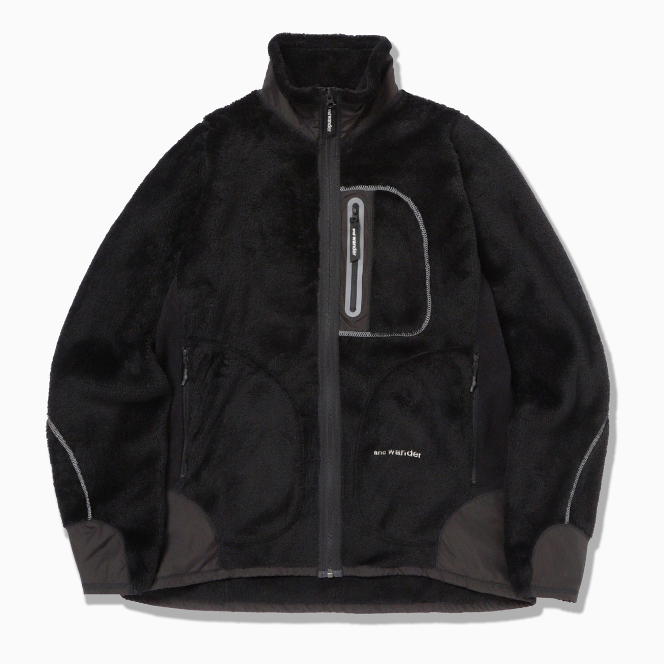 and wander / アンドワンダー | high loft fleece jacket - Black