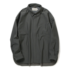 SNAP-DOWN COLLAR WARM SHIRT - Charcoal