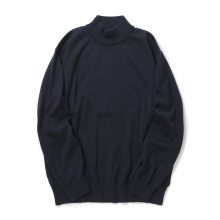 GIM / ジム | 12G Extra Fine Merino Wool Washable Mock Neck Sweater / Relax fit - Navy