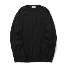 GIM / ジム | 12G Extra Fine Merino Wool Washable Crew Neck Sweater / Relax fit  - Black