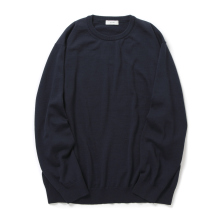 GIM / ジム | 12G Extra Fine Merino Wool Washable Crew Neck Sweater / Relax fit - Navy