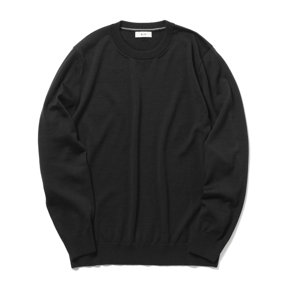 美品GIM 10G Cashmere Crew Neck Black41800円 GIM / ジム | 14G エクストラファイン 天竺 クルーネック - Black