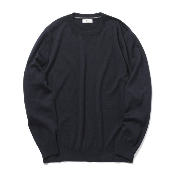 美品GIM 10G Cashmere Crew Neck Black41800円 GIM / ジム | 14G エクストラファイン 天竺 クルーネック - Navy