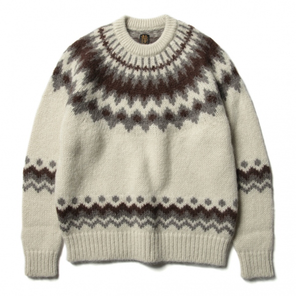 BATONER / バトナー | MOHAIR NORDIC CREW NECK (メンズ) - Ivory