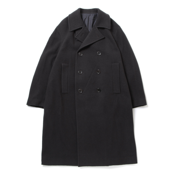 URU / ウル | NAPPING MELTON - DOUBLE BREASTED COAT - Charcoal