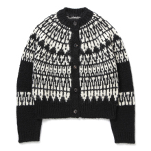 BATONER / バトナー | MOHAIR NORDIC CREW NECK CARDIGAN (レディース) - Black