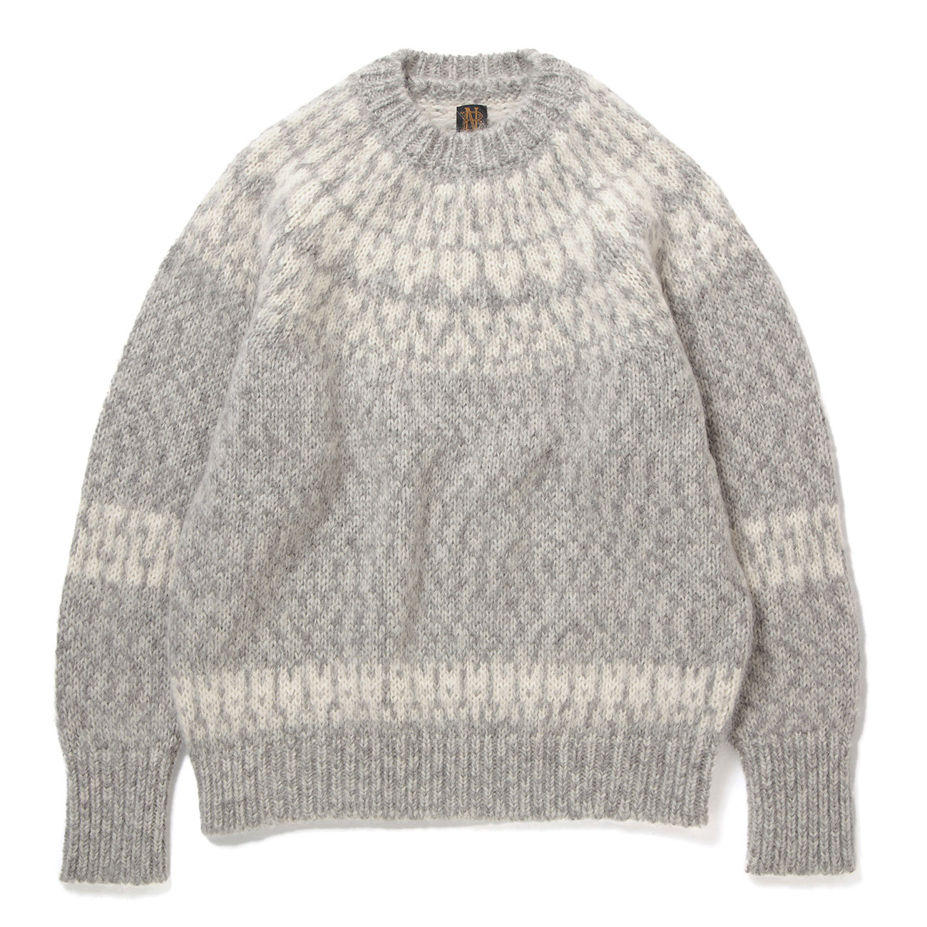 BATONER MOHAIR NORDIC CREW NECK バトナー ニット BATONER / バトナー | MOHAIR NORDIC CREW NECK (メンズ) - Mix Gray