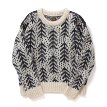 BATONER / バトナー | CEDER JACQUARD MOHAIR CREW NECK (レディース) - Ivory×Black