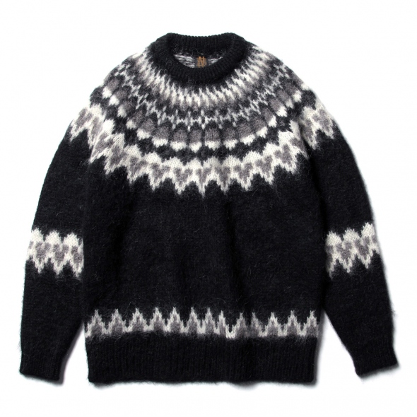 BATONER / バトナー | MOHAIR NORDIC CREW NECK - Black