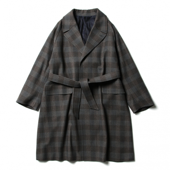 URU WOOL CHECK BELTED COAT　サイズ１ URU / ウル | WOOL CHECK - BELTED COAT - Beige | 通販 - 正規