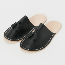leather slipper - Black