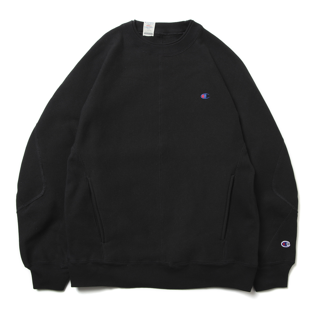 C8-W047-pieces CHAMPION CREWNECK SWEATSHIRT - Black