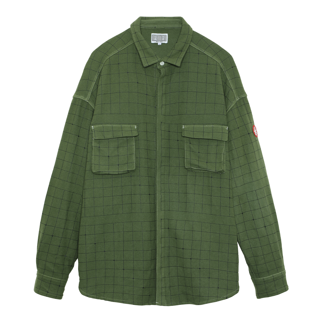 GRID FLANNEL BIG SHIRT - Green