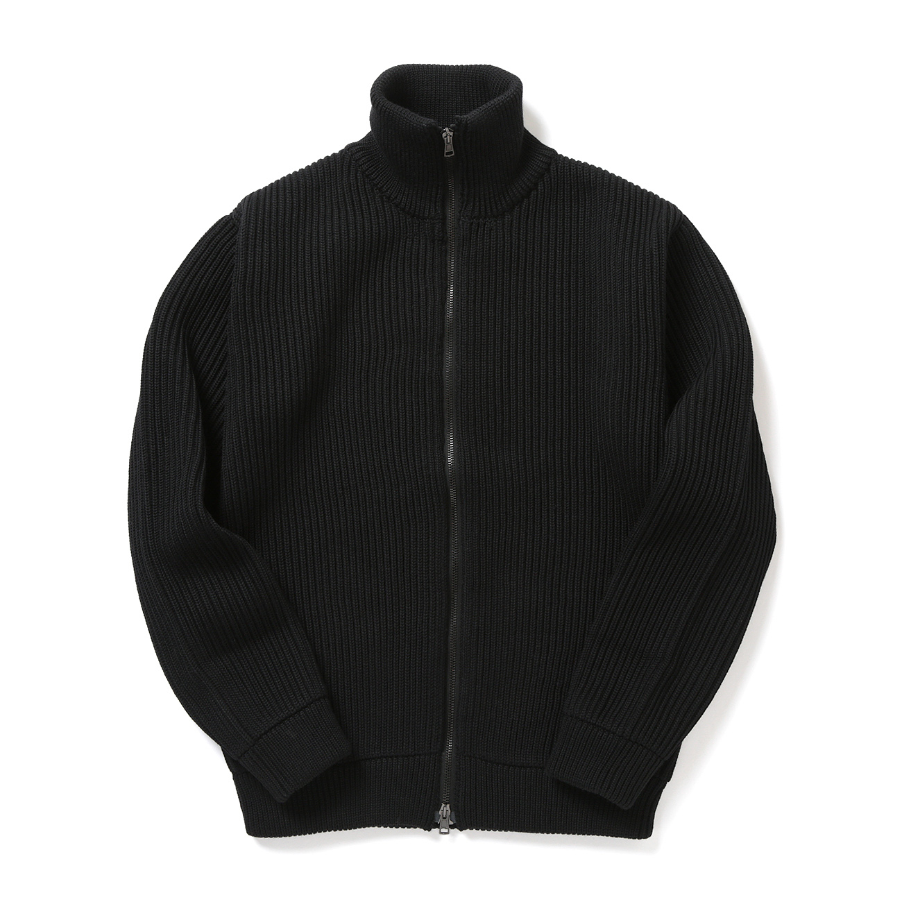 INTERIM / インテリム | HAND FRAMED DRIVERS ZIP KNIT - Black | 通販 