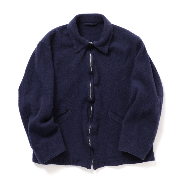 COMOLI 縮絨ウールジップショートジャケット　ネイビー　コモリ　サイズ３ COMOLI (コモリ) 縮絨ウール ジップショートジャケット