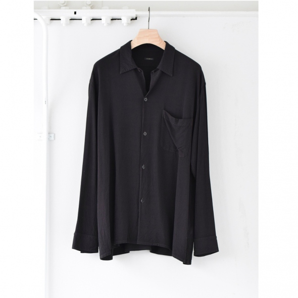 レーヨン オープンカラーシャツ - Black