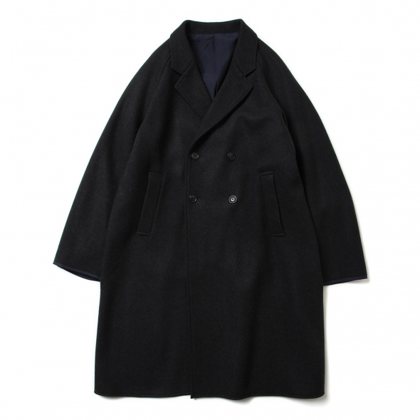 URU / ウル | REVER MELTON - DOUBLE BREASTED LONG COAT - D.Navy×Green | 通販 -  正規取扱店 | COLLECT STORE / コレクトストア