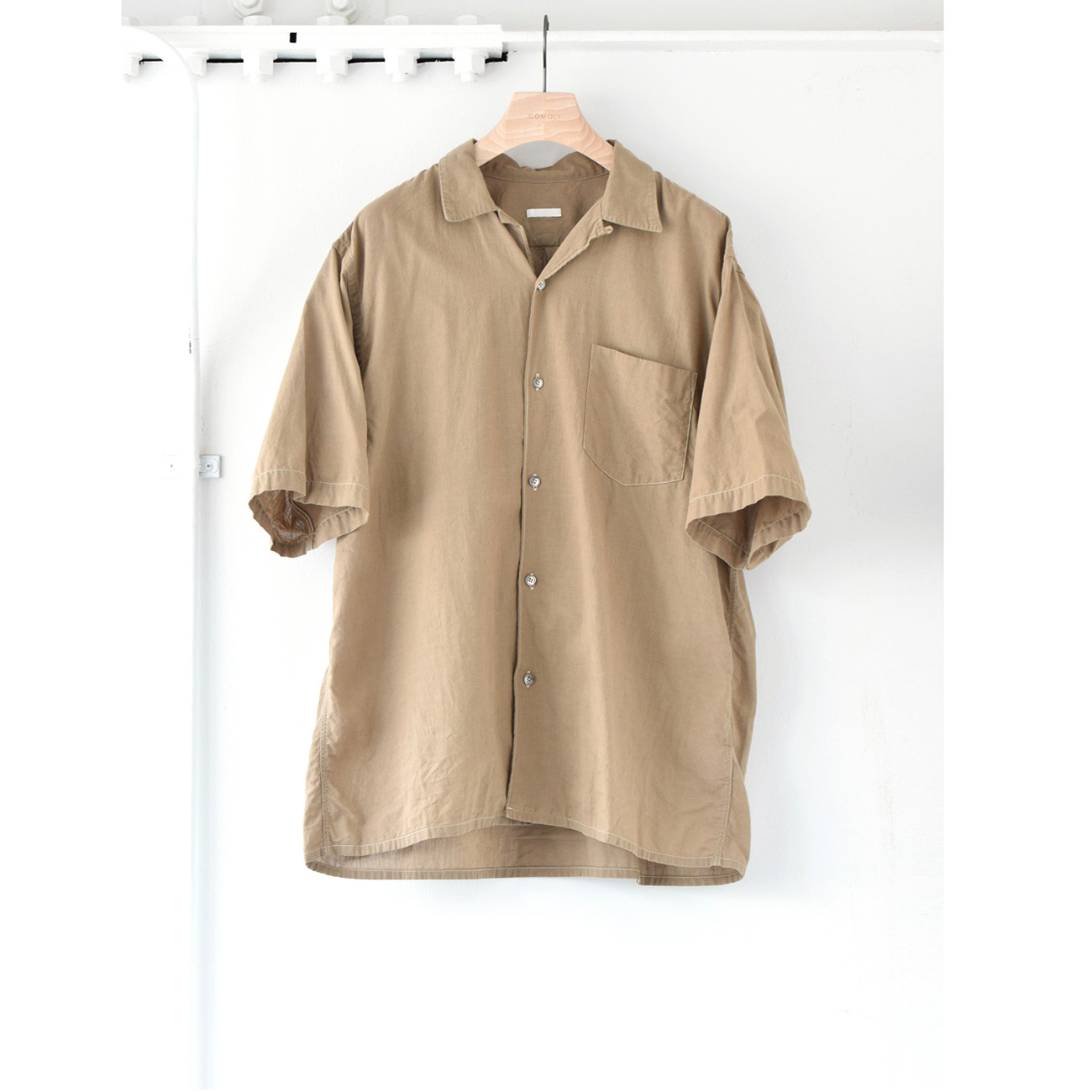 comoli 20ss ベタシャンオープンカラーシャツ Khaki サイズ2