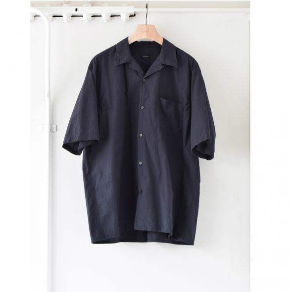 COMOLI ベタシャンopen collar shirts (navy）-