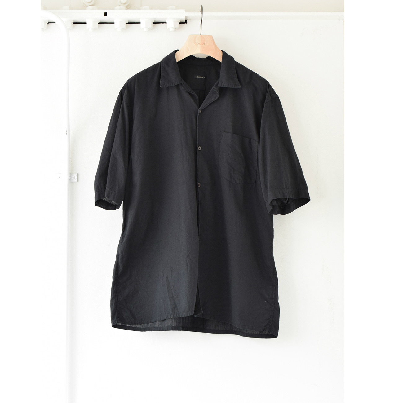 COMOLI / コモリ | ベタシャン オープンカラーシャツ - Black | 通販 ...